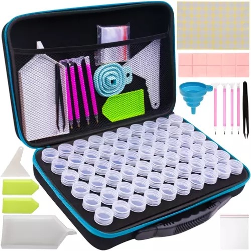 Set accesorii broderie cu diamante, recipiente, palnie, pixuri, pensete, pungi sfoara, spatula, multicolor - imagine 20